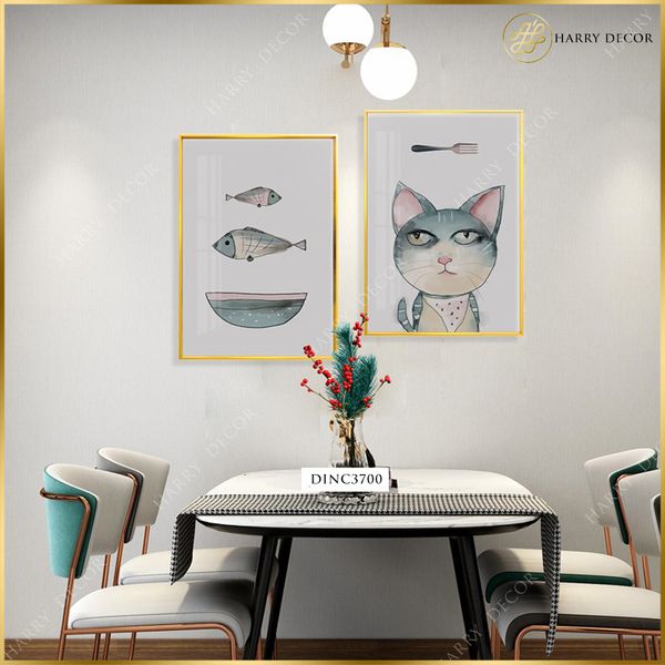  Bộ 2 Tranh Meo Meo Mum Mum Cá DINC3700 