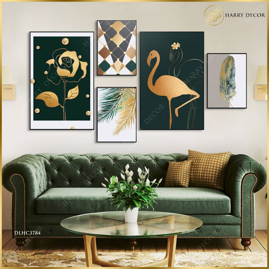  Bộ 5 Tranh Abstract Feather & Flamingo DLHC3784 