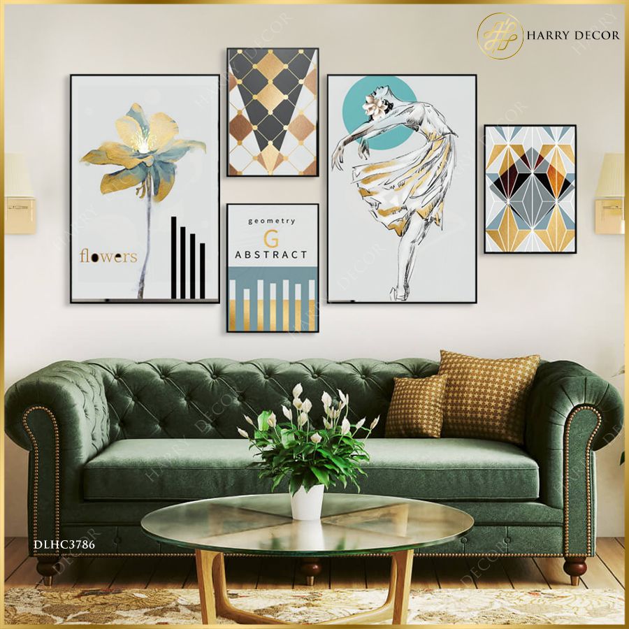  Bộ 5 Tranh Geomety Abstract & Flowers DLHC3786 