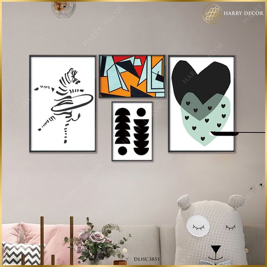  Bộ 4 Tranh Zebra Abstract DLHC3851 