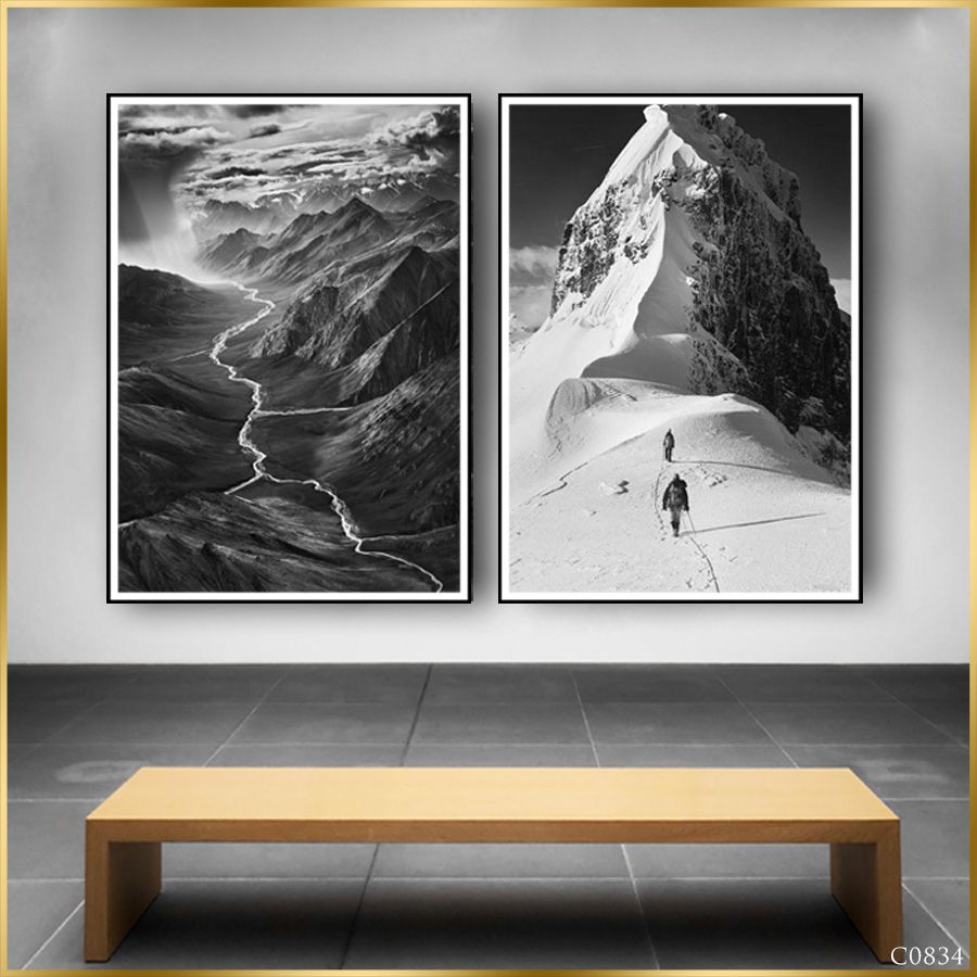  Bộ 2 Tranh Mountains Đen Trắng C0834 