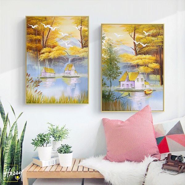  Bộ 2 Tranh Ngôi Nhà Ven Rừng CS0582 