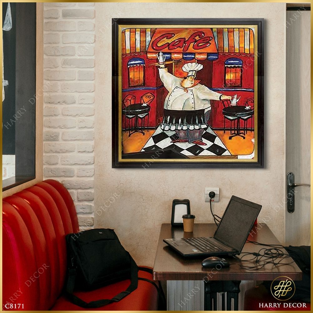  Tranh Vuông Ông Chú Quán Cà Phê C8171 