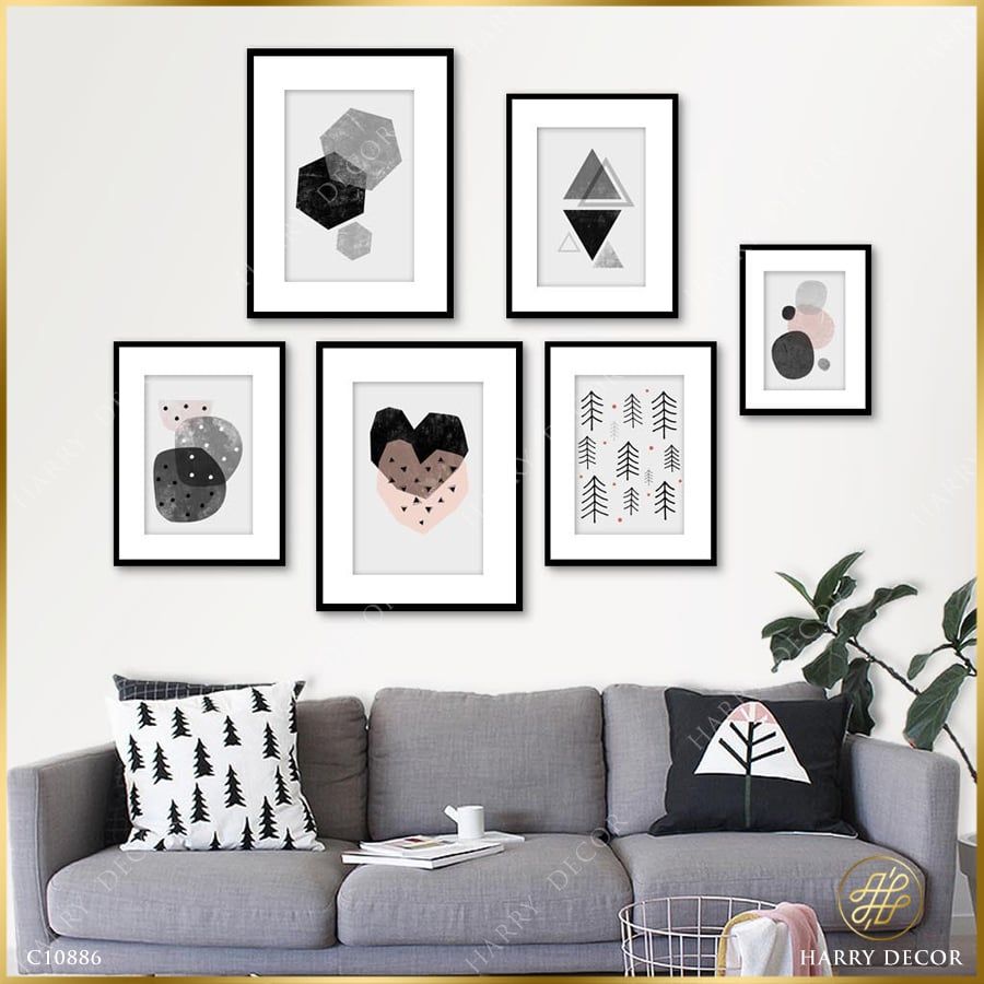  Bộ 6 Tranh Heart & Geometry C10886 