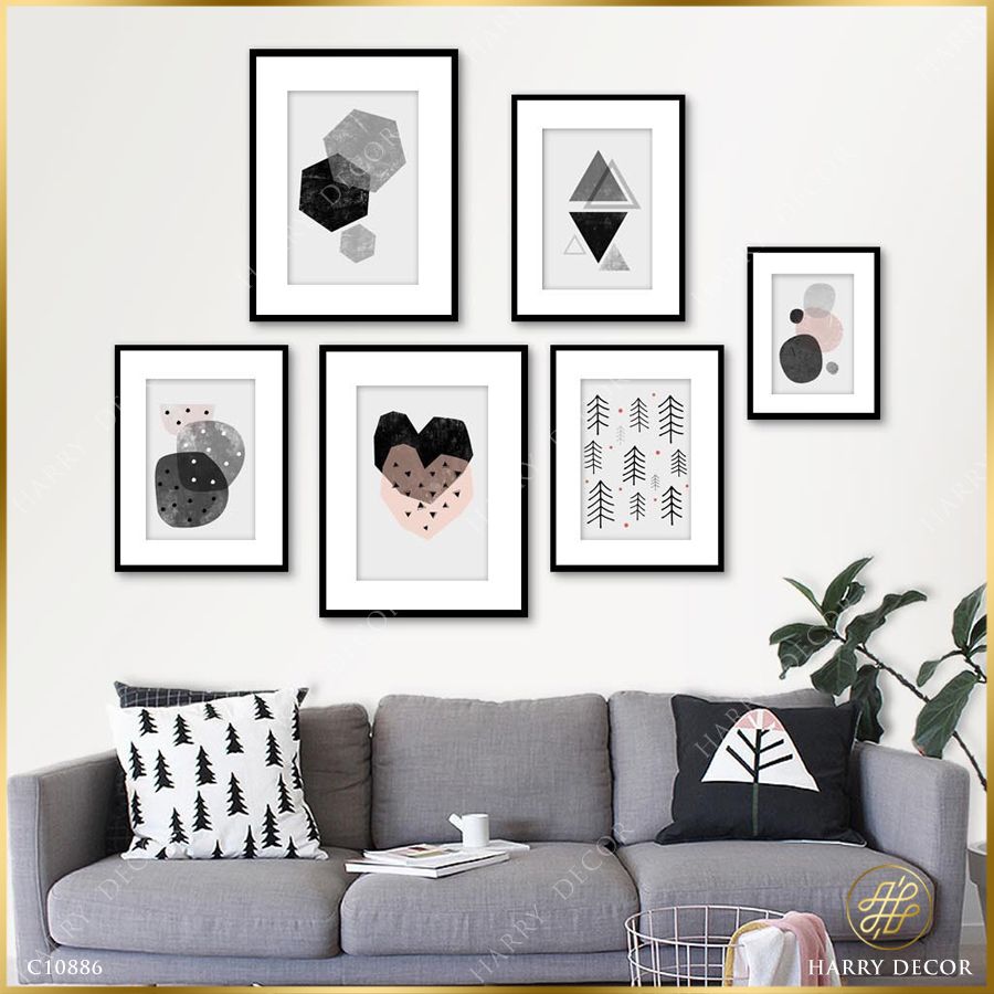  Bộ 6 Tranh Heart & Geometry C10886 