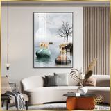  Tranh Hươu Nai Sừng Hoa Trên Mõm Đá COPV28047135 
