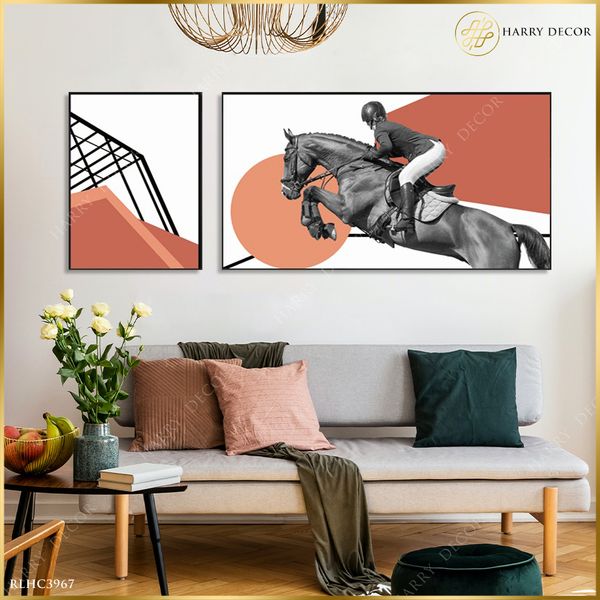  Bộ 2 Tranh Ngựa Chạy Vó Câu RLHC3967 