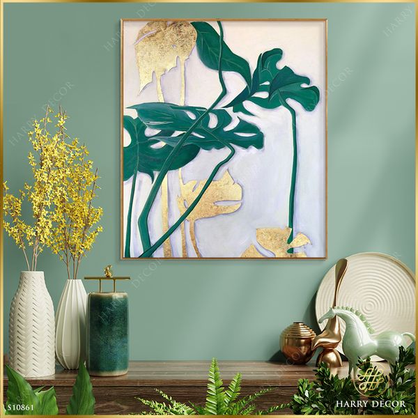  Tranh Xanh Vàng Lá Cọ S10861 