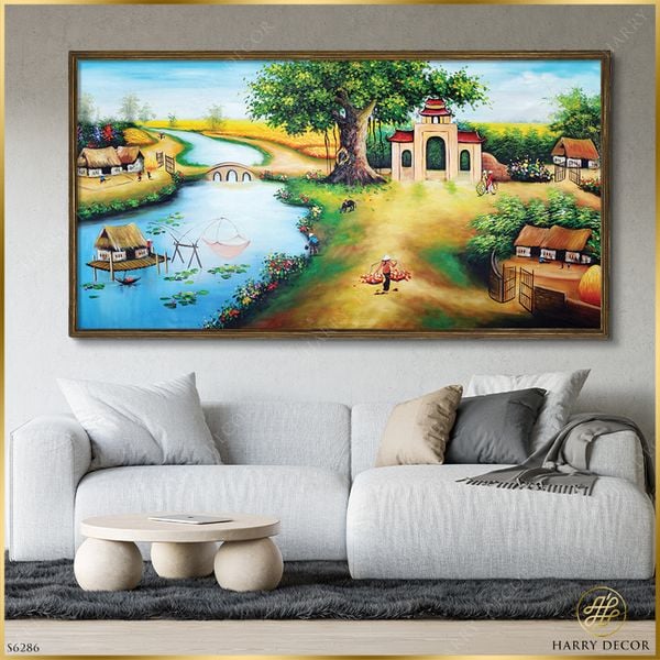  Tranh Cô Gái Hàng Rong Qua Cổng Làm S6286 