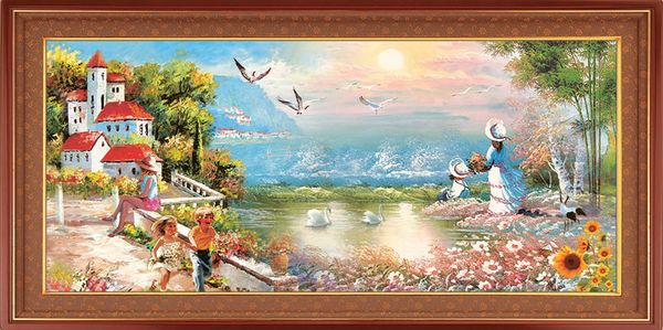  Tranh Những Đứa Trẻ Nô Đùa Trước Sân Nhà S6361 