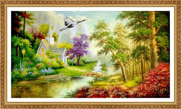  Tranh Căn Nhà An Bình Bên Dòng Suối Nhỏ S6363 