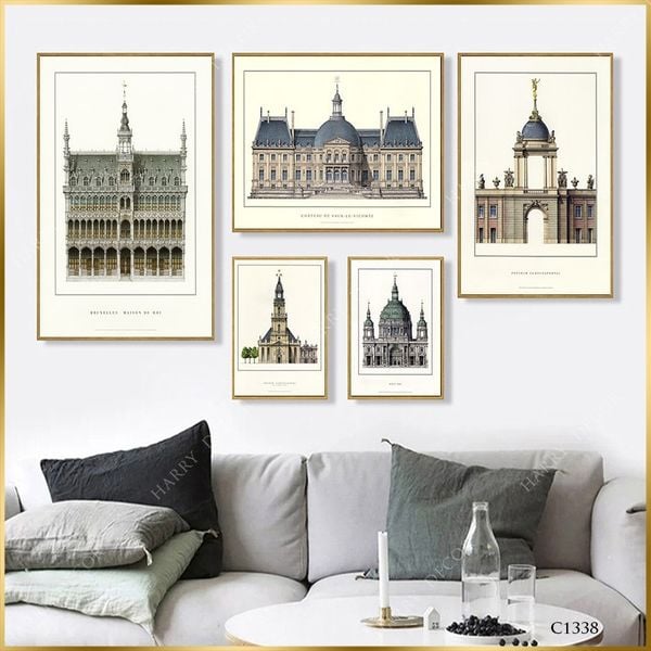  Bộ 5 Tranh  Lâu đài Vaux-le-Vicomte C1338 