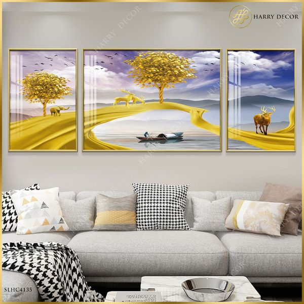  Bộ 3 Tranh Chiều Tím Trên Sông Núi SLHC4135 