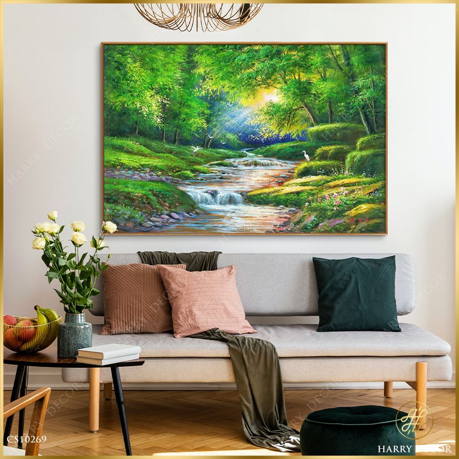  Tranh Nắng Qua Kẻ Lá Chiếu Vào Rừng Xanh CS10269 