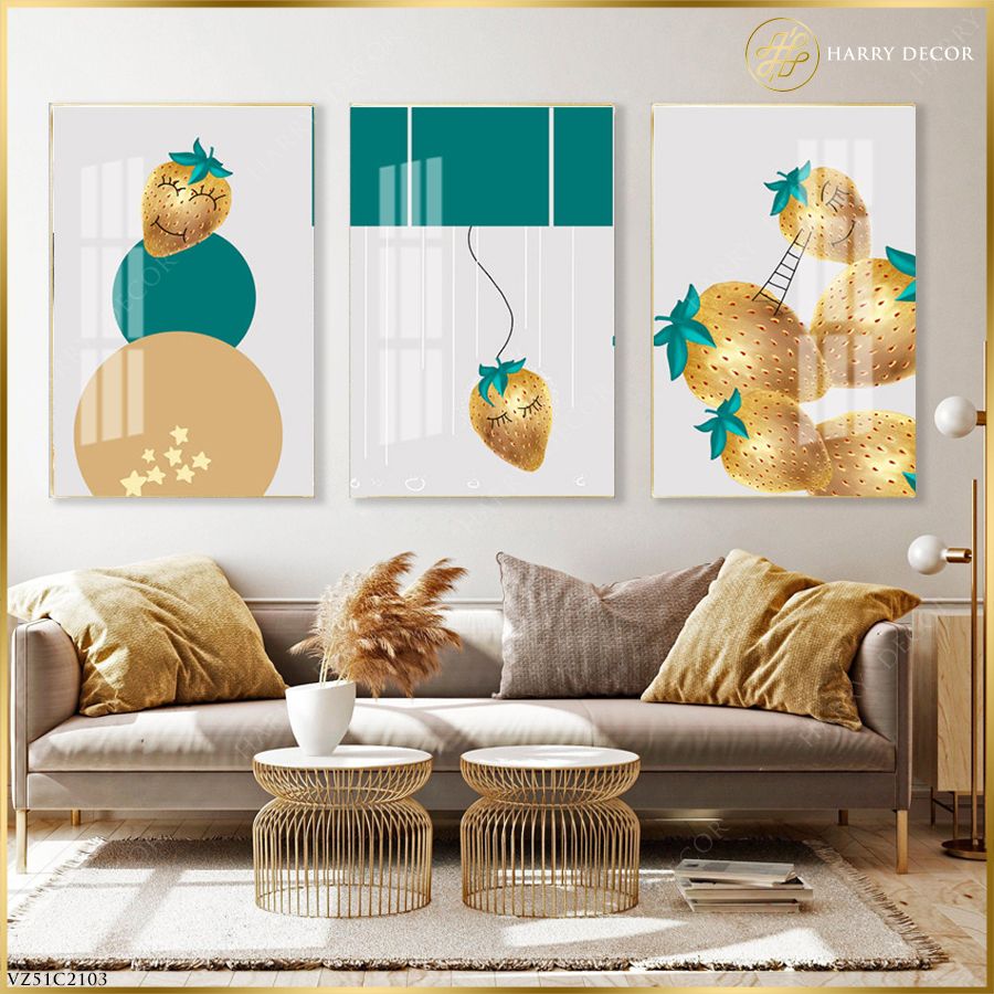  Bộ 3 Tranh Golden Strawberry VZ51C2103 