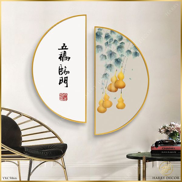  Bộ 2 Tranh Tròn Hồ Lô Vàng YXC5866 