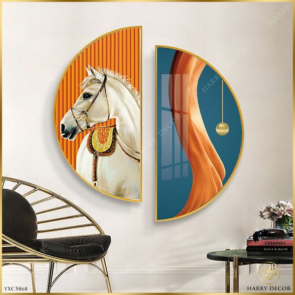 Bộ 2 Tranh Tròn Silk And Horse YXC5868 