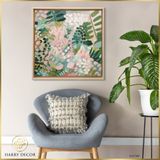  Tranh Vuông Abstract Lấm Tấm Lá Xanh S11740 
