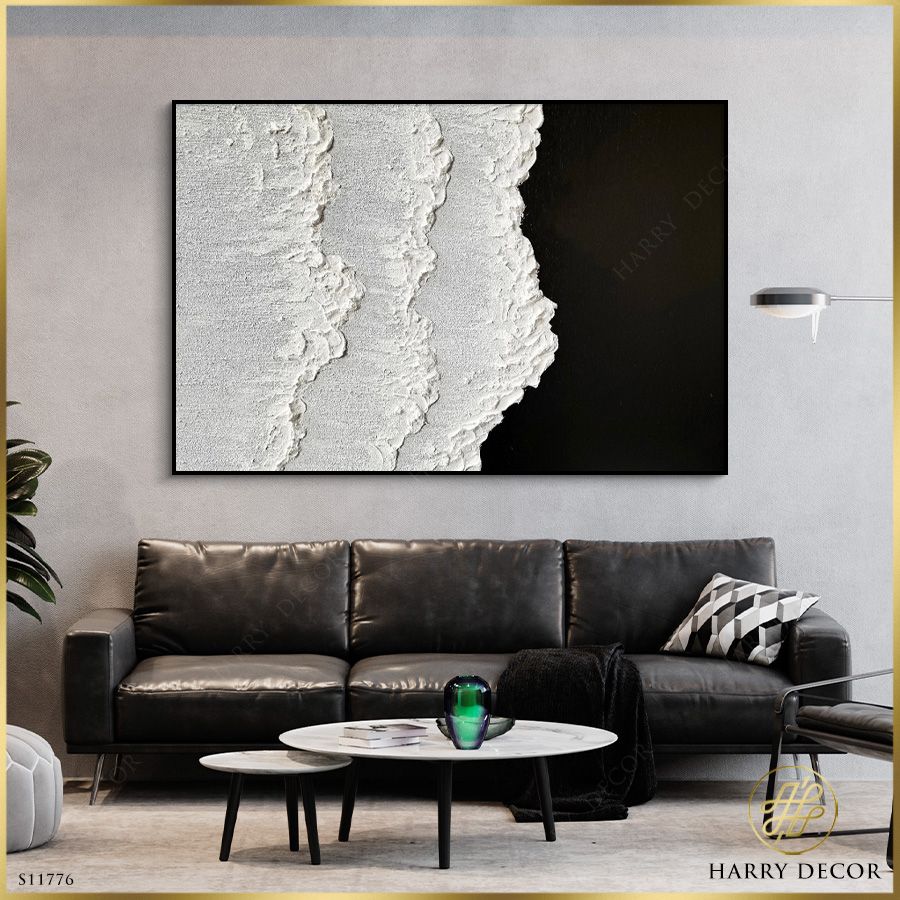  Tranh Abstract Cát Trắng Lấn Đêm Đen S11776 