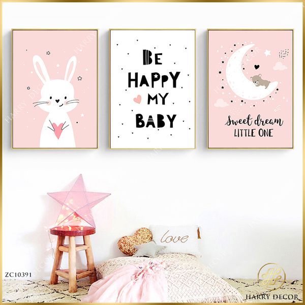  Bộ 3 Tranh Chúc Ngủ Ngon Phòng Bé ZC10391 