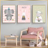  Bộ 3 Tranh Hello Động Vật Dễ Thương ZC10400 