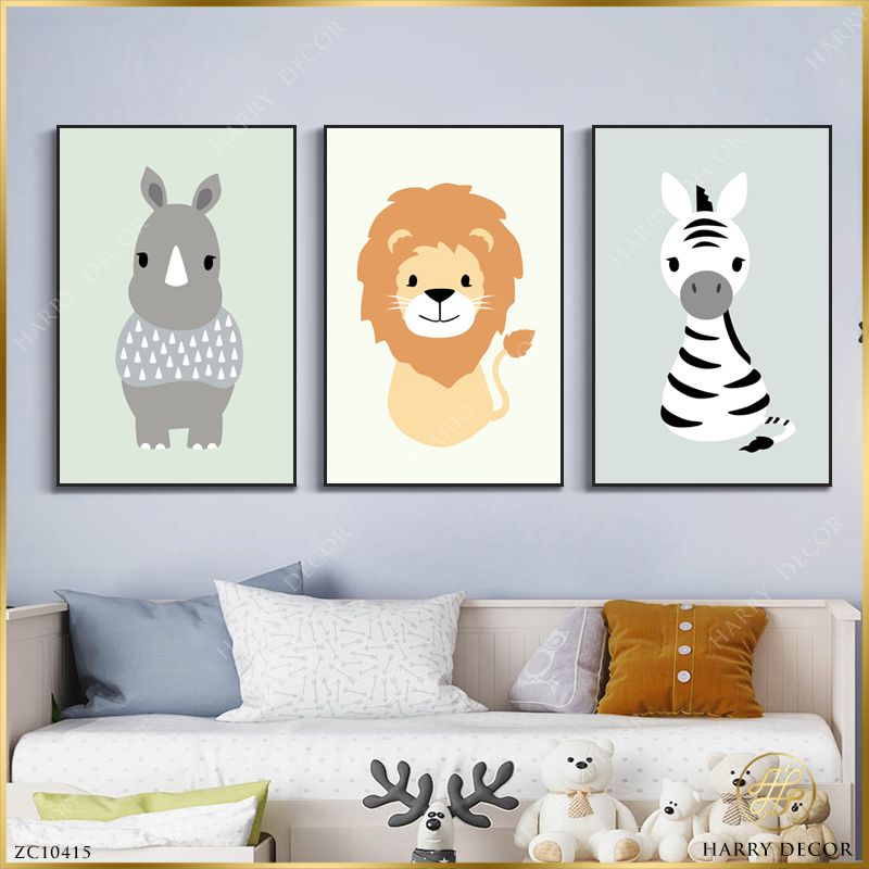  Bộ 3 Tranh Những Chú Thú Vui Nhộn ZC10415 