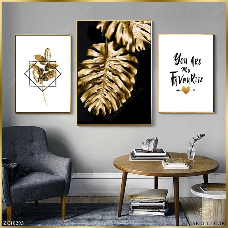  Bộ 3 Tranh Lá Vàng Sang Trọng ZC10293 