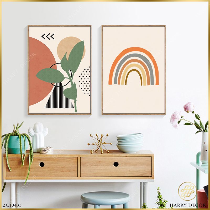  Bộ 2 Tranh Minimalism Gam Màu Cam Đất ZC10435 