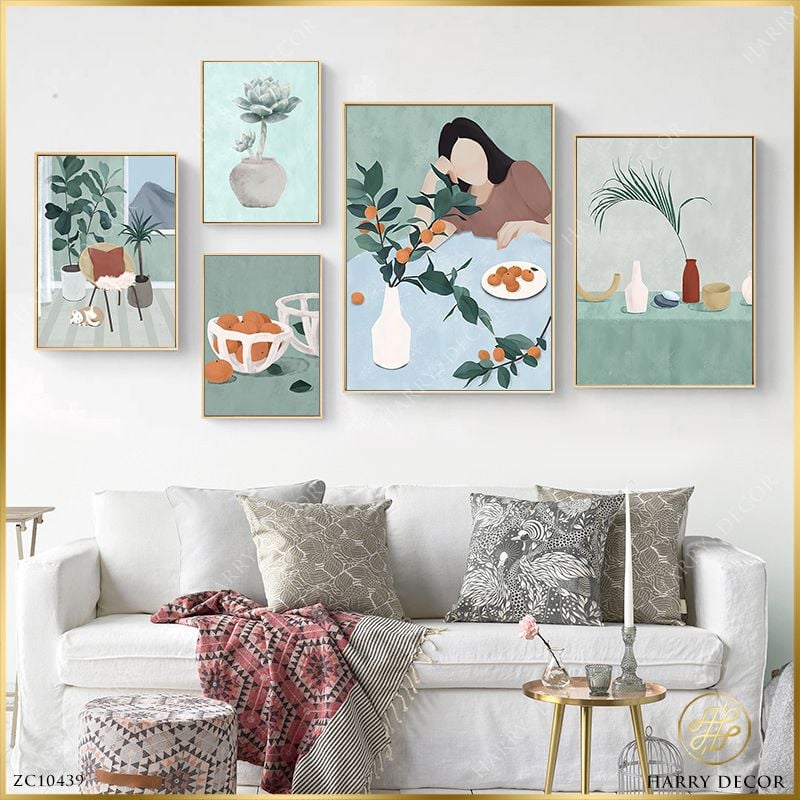  Bộ 5 Tranh Minimalism Cô Gái Độc Thân ZC10439 