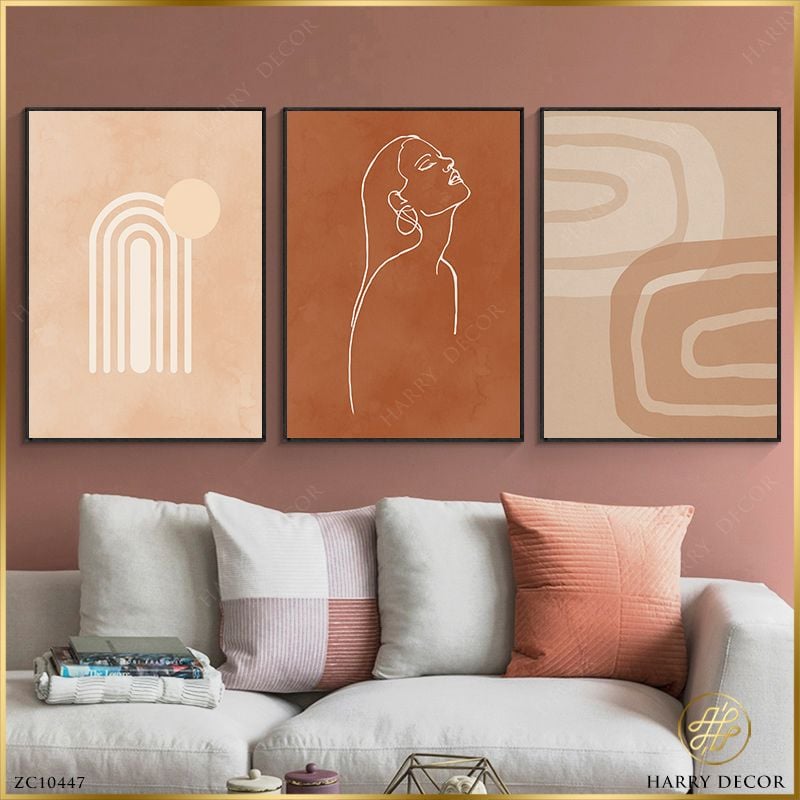  Bộ 3 Tranh Minimalism Cô Gái Kết Hợp Trừu Tượng ZC10447 
