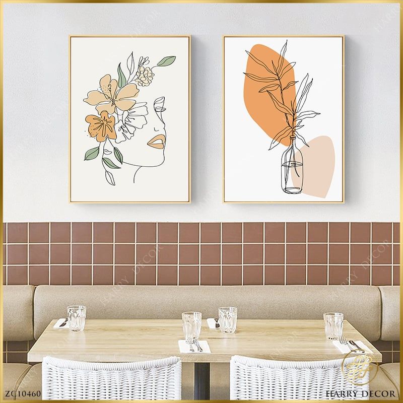  Bộ 2 Tranh Minimalism Face Girl Flowers ZC10460 