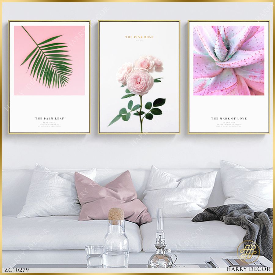 Bộ 3 Tranh The Pink Rose C10279 