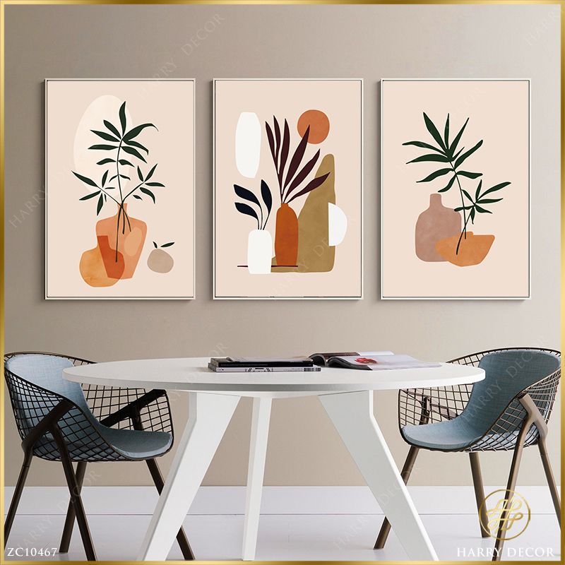  Bộ 3 Tranh Minimalism Lọ Chai Hoa Cỏ 1 ZC10467 