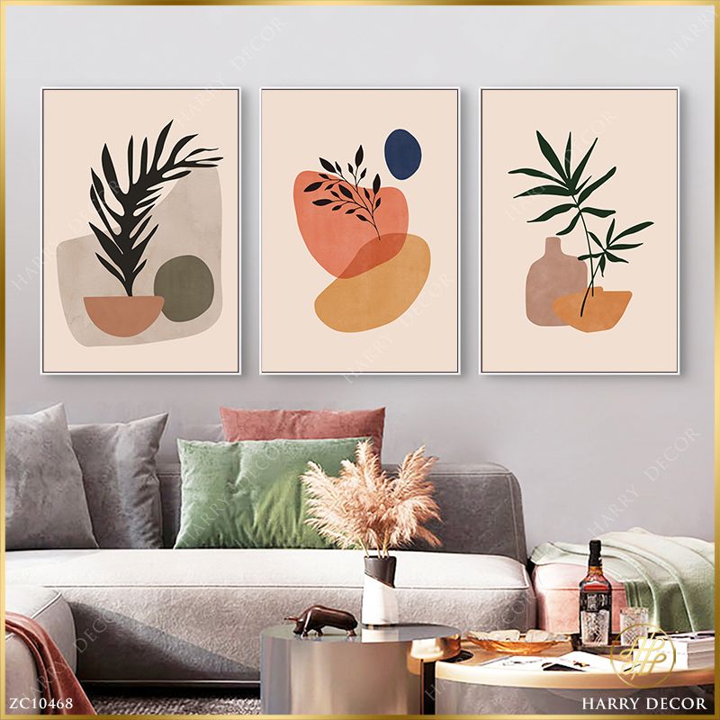  Bộ 3 Tranh Minimalism Lọ Chai Hoa Cỏ 2 ZC10468 