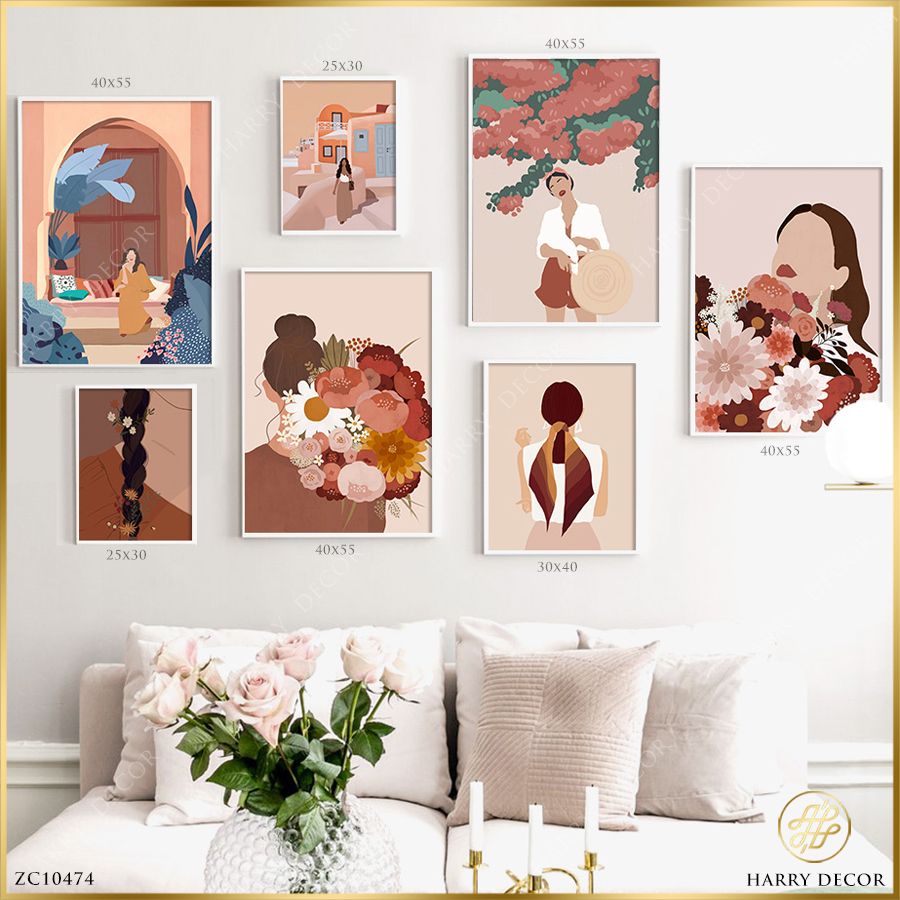  Bộ 7 Tranh Minimalism The Girl ZC10474 