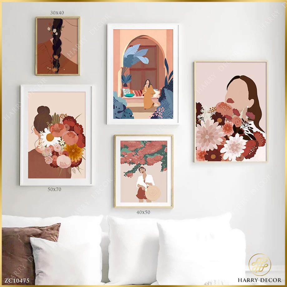  Bộ 5 Tranh Minimalism Cô Gái Bắc Âu ZC10475 