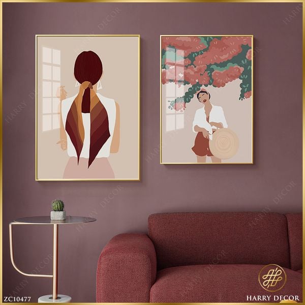  Bộ 2 Tranh Minimalism Cô Gái Khỏe Khoắn ZC10477 