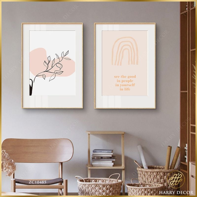  Bộ 2 Tranh Minimalism Lá Cây Bên Cửa Sổ ZC10485 