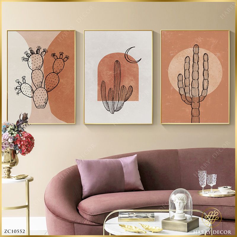  Bộ 3 Tranh Minimalism Sương Rồng Sa Mạc ZC10552 