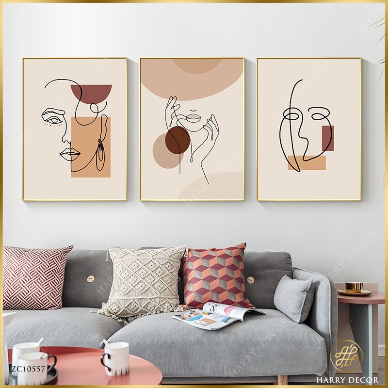  Bộ 3 Tranh Minimalism Face Woman ZC10557 