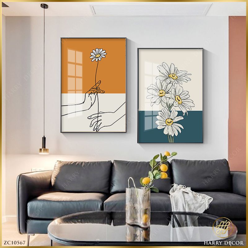  Bộ 2 Tranh Minimalism Hand Hold Flower ZC10567 