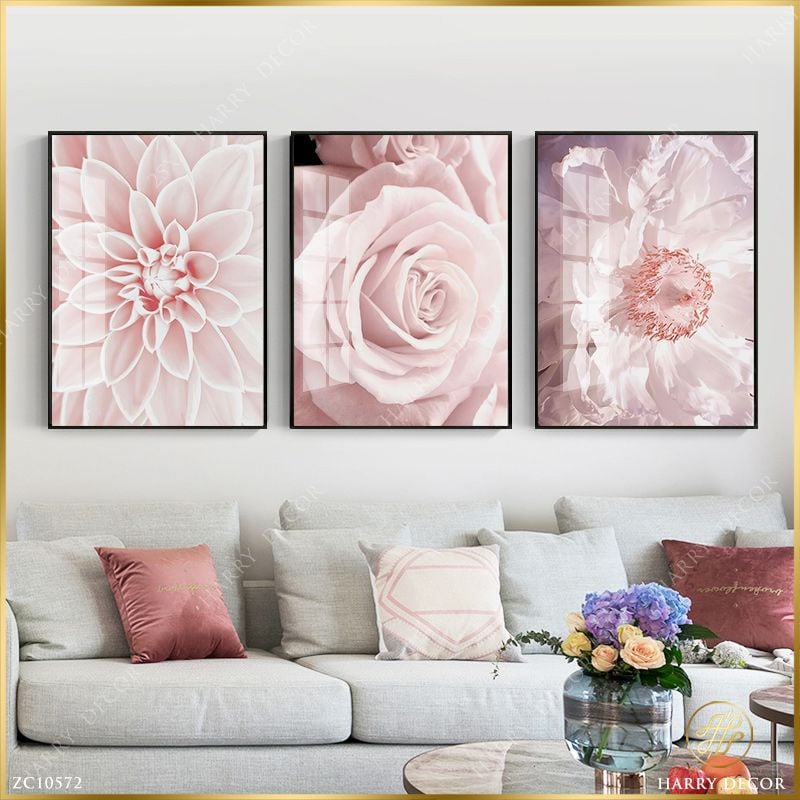  Bộ 3 Tranh Ba Đóa Hoa Thẹn Thùng ZC10572 