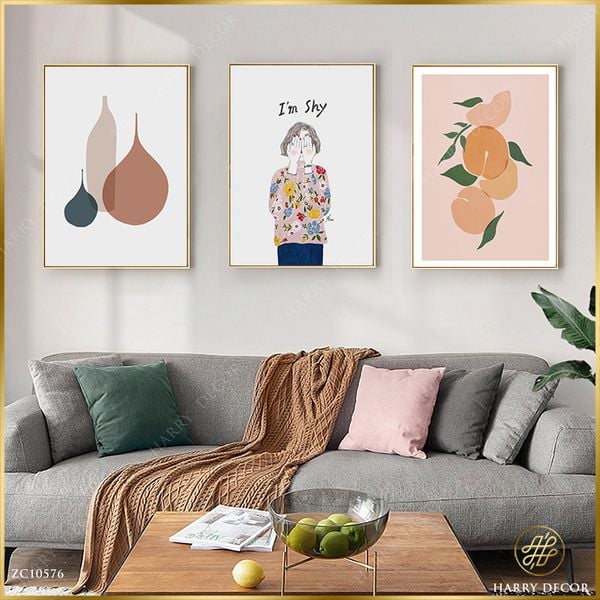  Bộ 3 Tranh Minimalism Girl Shy ZC10576 