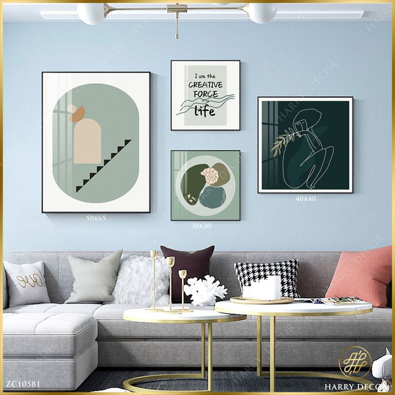  Bộ 4 Tranh Minimalism Green Body Human ZC10581 