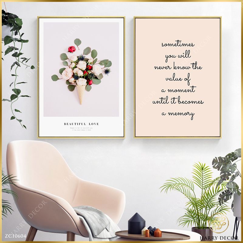  Bộ 2 Tranh Beautiful Love Flowers ZC10604 