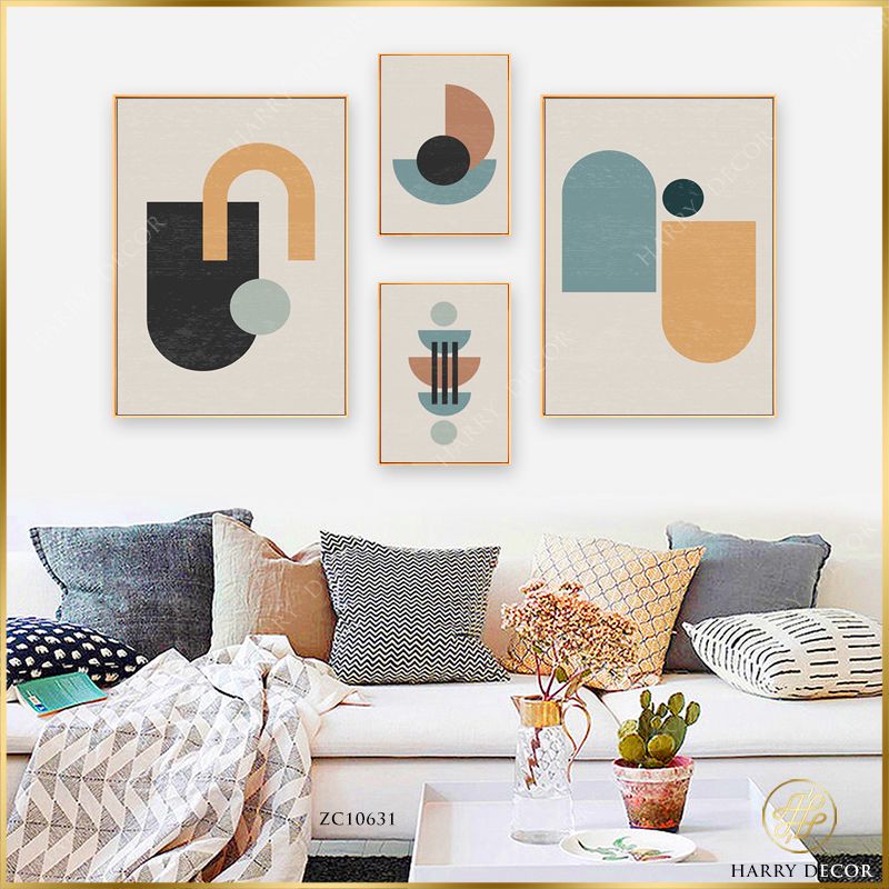  Bộ 4 Tranh Abstract Geometric Độc Đáo ZC10631 