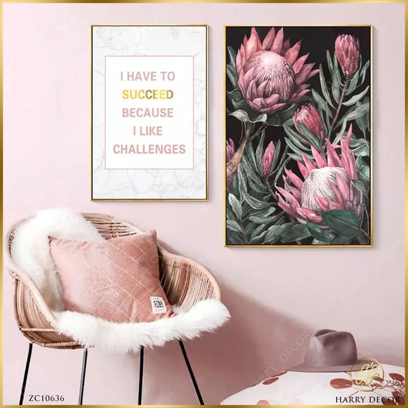  Bộ 2 Tranh Sugarbushes Flowers And Quotes ZC10636 