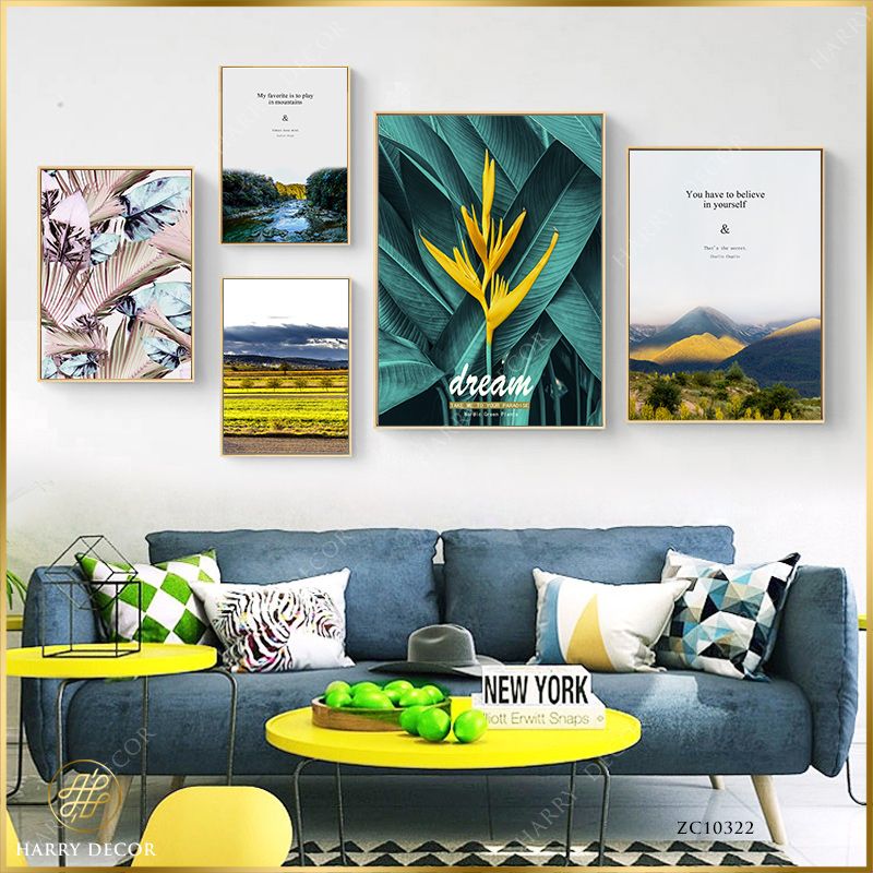  Bộ 5 Tranh Phong Cảnh Và Hoa Lá ZC10322 