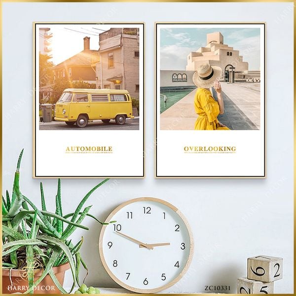 Bộ 2 Tranh Cô Gái Áo Vàng Dưới Nắng ZC10331 