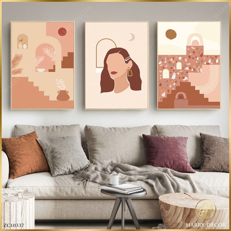  Bộ 3 Tranh Cô Gái Đơn Sắc ZC10337 
